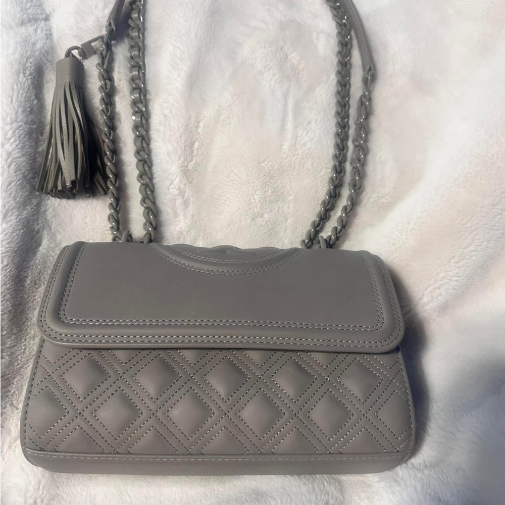 Tory Burch Gray Quilted Crossbody Bag